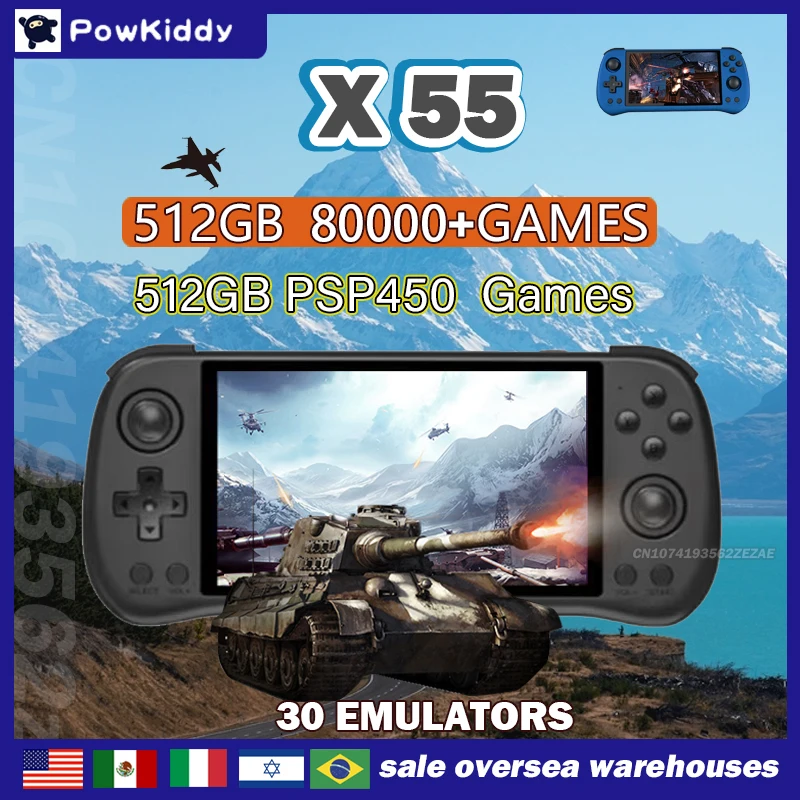 Retro Gaming Handhelds - 80000Game 512G POWKIDDY X55 5.5 inci