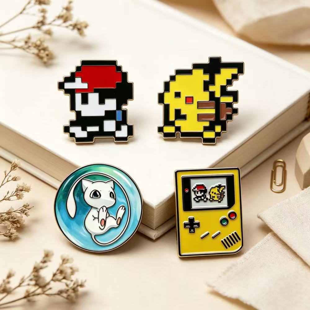 Retro Gaming Pokemon - 4pcs Pin Enamel Retro Game Bit