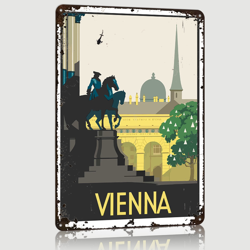 Retro Gaming Vienna - Poster Logam Vienna Seni Dinding Kustom