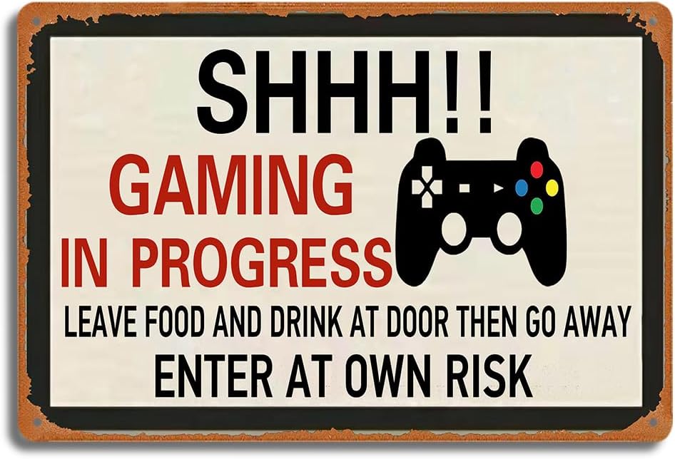 Retro Gaming Us - Papan Logam Retro Gaming, SHHH! Dekorasi