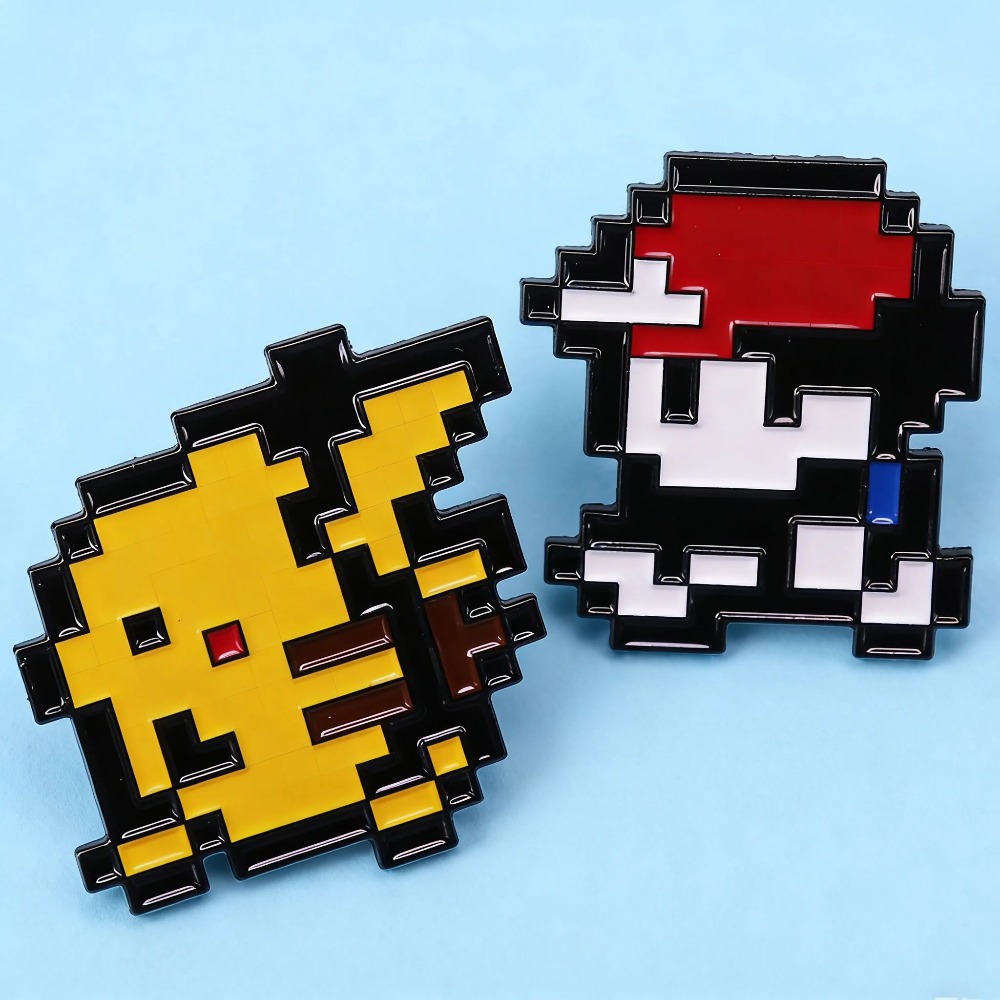 Retro Gaming Pokemon - 2 Buah Pin Enamel Pokemon Piksel