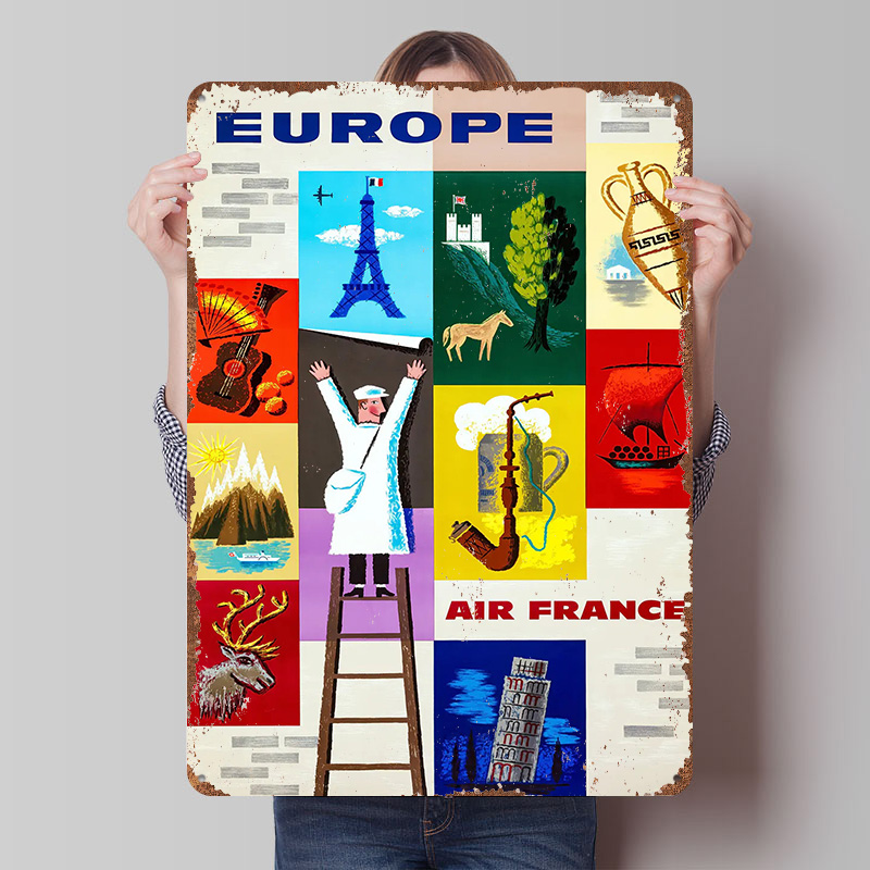 Poster Logam Perjalanan Eropa  - Retro Gaming France ulasan dan harga