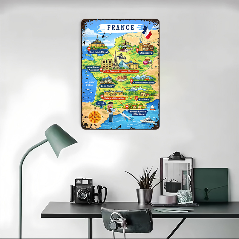 Poster Logam Kartun Peta Perja - Retro Gaming France ulasan dan harga